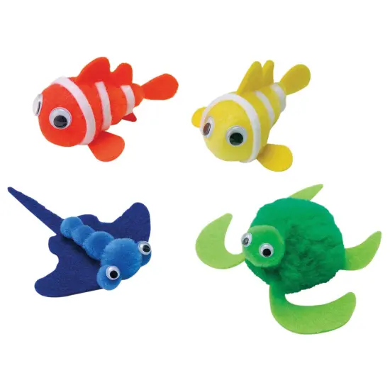 Pom Pon Animal Kit, Ocean Animals, Assorted Sizes, 4 Animals Per Kit, 6 Kits {4}