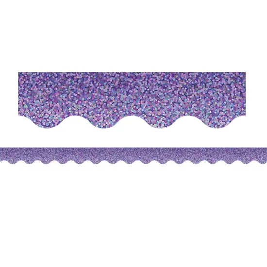 Purple Sparkle Scalloped Border Trim, 35 Feet Per Pack, 6 Packs {2}