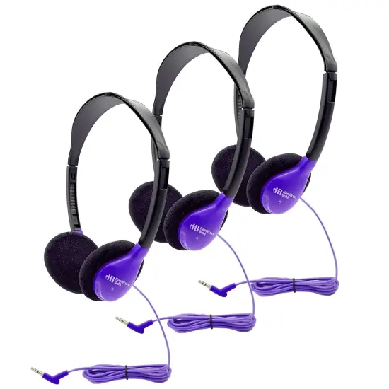 Personal On-Ear Stereo Headphone, Purple, Pack of 3 {1}