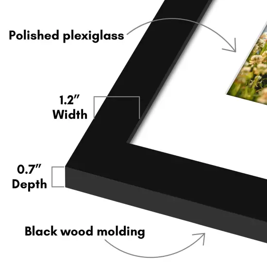 Americanflat Poster Frame with Mat - Large Picture Frame - Polished Plexiglass Cover - Hanging Hardware for Horizontal and Vertical Display - Black {3}