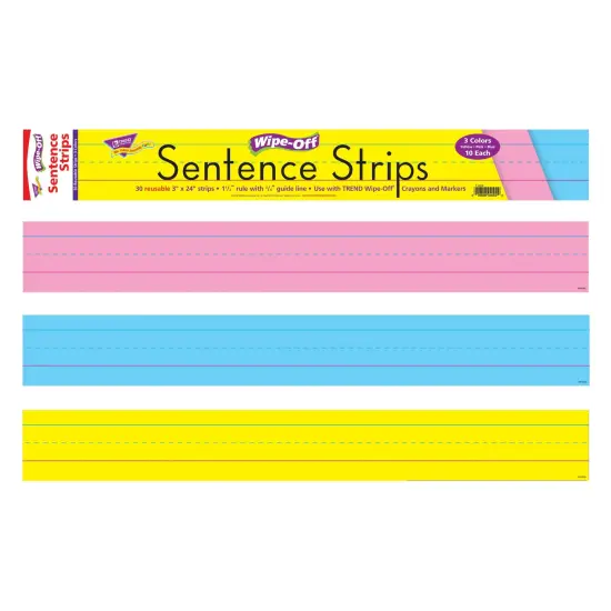 Multicolor Wipe-Off&reg; Sentence Strips, 24", 30 Per Pack, 3 Packs {2}