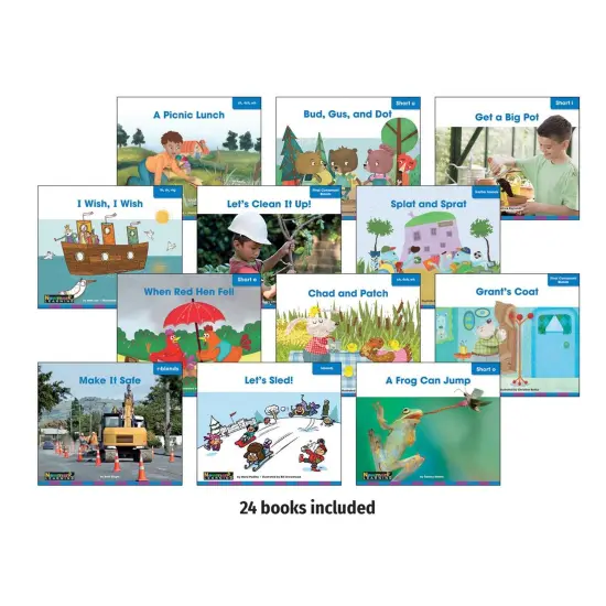 Decodable Readers Grade 1 Short Vowels, Consonant Blends, and Digraphs, 24 Books {1}