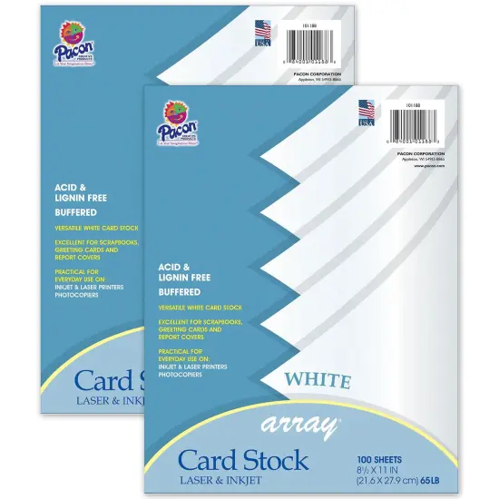Card Stock, Classic White, 8-1/2" x 11", 100 Sheets Per Pack, 2 Packs {1}