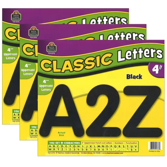 Black Classic Font 4" Letters Uppercase Pack, 81 Pieces Per Pack, 3 Packs {1}