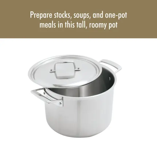Demeyere Essential 5-ply 8-qt Stainless Steel Stock Pot with Lid {3}