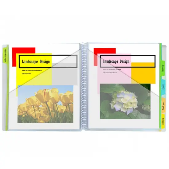 10-Pocket Poly Portfolio with Write-On Index Tabs, Spiral Bound, 5-Tab, Clear with Assorted Color Tabs, Pack of 3 {3}