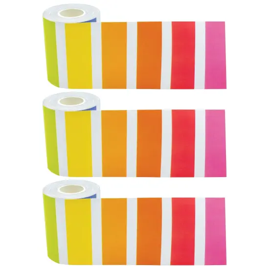 Colorful Stripes Straight Rolled Border Trim, 50 Feet Per Roll, Pack of 3 {1}