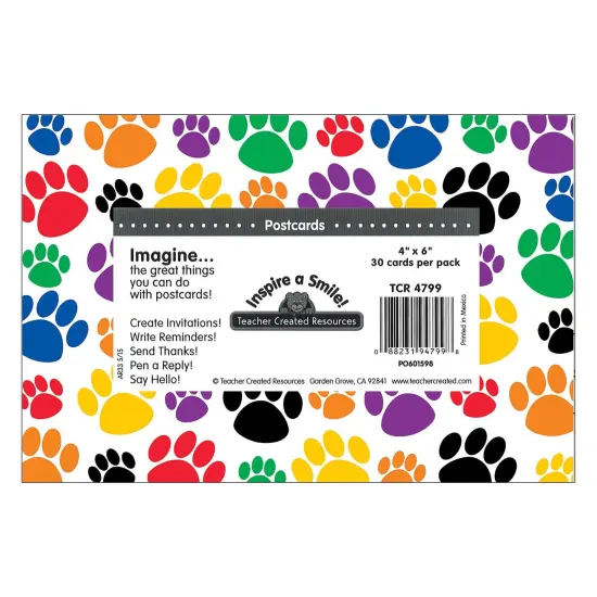 Colorful Paw Prints Postcards, 30 Per Pack, 6 Packs {2}