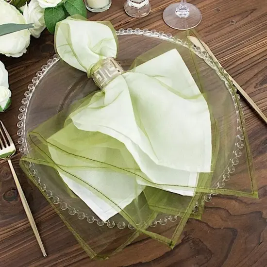 OLIVE GREEN 10 Sheer 23" x 23" Organza Decorative Table Dinner NAPKINS {3}