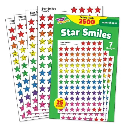 Star Smiles superShapes Stickers Value Pack, 2500 Per Pack, 3 Packs {3}