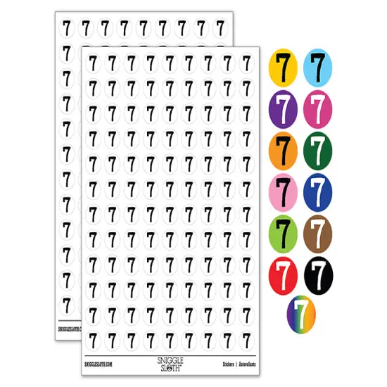 Number 7 Seven Cute Typewriter Font 200+ 0.50" Round Stickers Light Green {1}