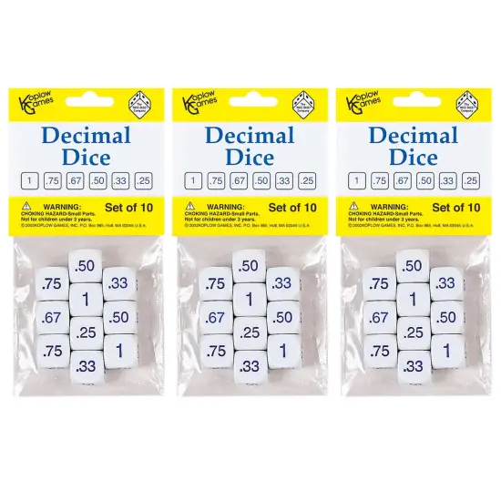 Decimal Dice Set, 10 Per Pack, 3 Packs {1}