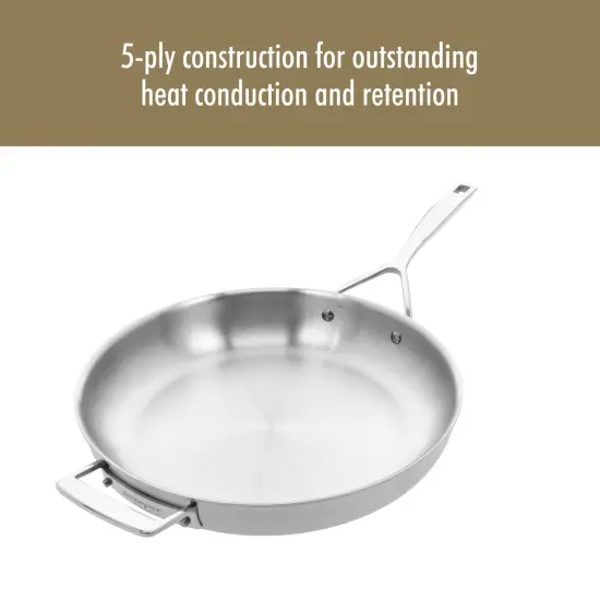 Demeyere Essential 5-ply 12.5-inch Stainless Steel Fry Pan with Lid {4}