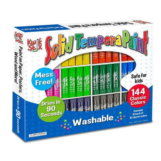 Solid Tempera Paint Sticks Class Pack, 144 Classic Colors - 12 of Each Color {1}