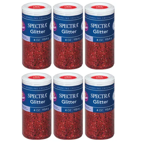 Glitter, Red, 4 oz. Per Jar, 6 Jars {1}