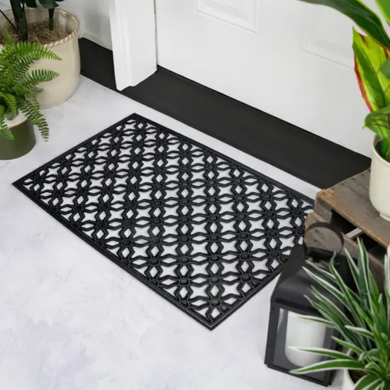 Northlight Elegant Quatrefoil Rectangular Door Mat 30" x 18" Black {3}