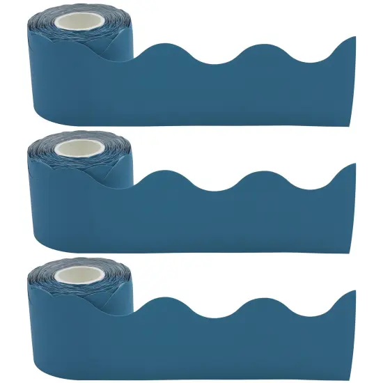 Slate Blue Scalloped Rolled Border Trim, 50 Feet Per Roll, Pack of 3 {1}