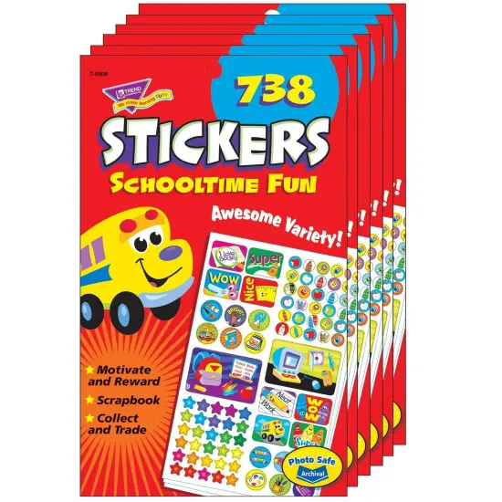 Schooltime Fun Sticker Pad, 738 Sticker Per Pad, Pack of 6 {1}