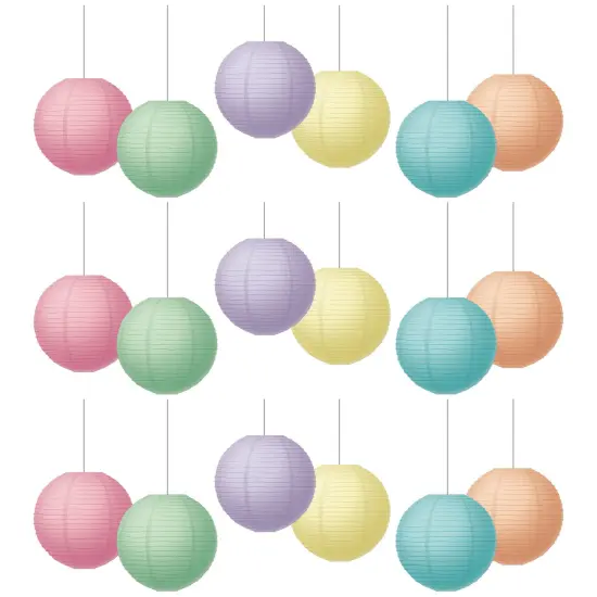 Pastel Pop 8" Hanging Paper Lanterns, 6 Per Pack, 3 Packs {1}