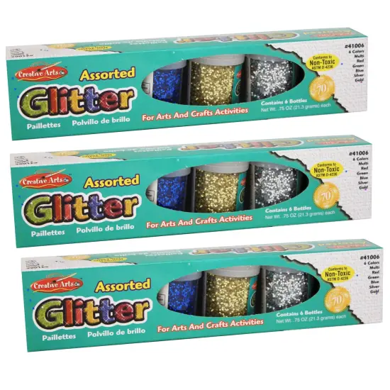 Creative Arts&trade; Glitter Set, 6 Per Pack, 3 Packs {1}
