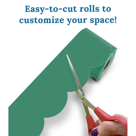 Grow Together Jade Green Rolled Scalloped Bulletin Board Borders, 65 Feet Per Roll, Pack of 3 {3}
