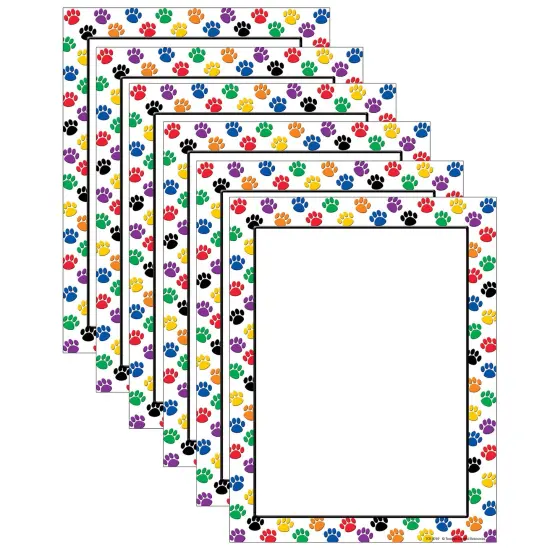 Colorful Paw Prints Computer Paper, 50 Per Pack, 6 Packs {1}