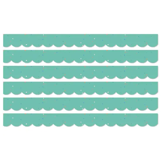 We Belong Speckled Teal Scalloped Borders Per Pack, 39 Feet Per Pack, 6 Packs {1}