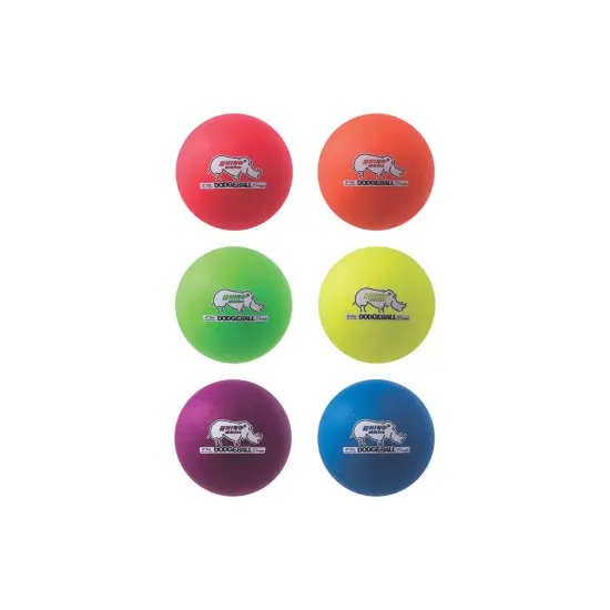 Rhino Skin&reg; 6-Inch Low Bounce Dodgeball Set, Assorted Neon Colors, Set of 6 {4}