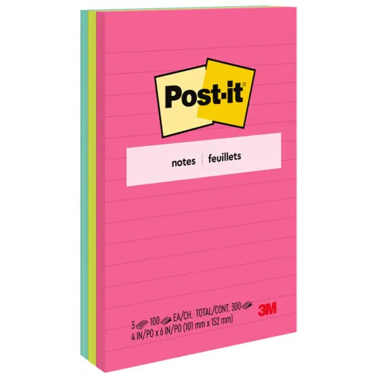 Notes, 4 in x 6 in, Poptimistic Collection, Lined, 3 Pads/Pack {1}