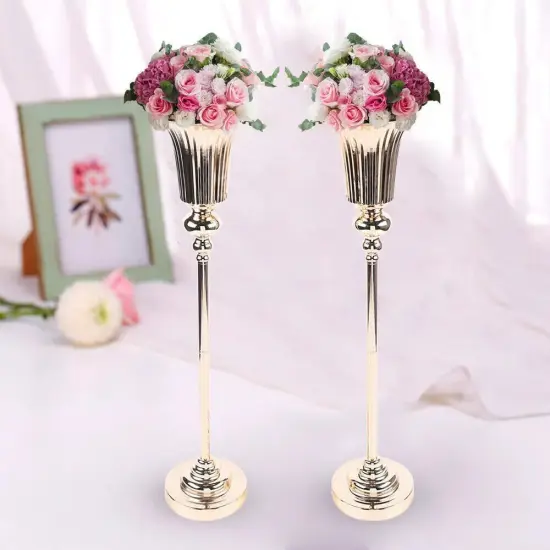 2-Pieces Metal Trumpet Vases for Wedding Centerpieces {2}