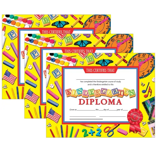 Kindergarten Diploma, 8.5" x 11", 30 Per Pack, 3 Packs {1}