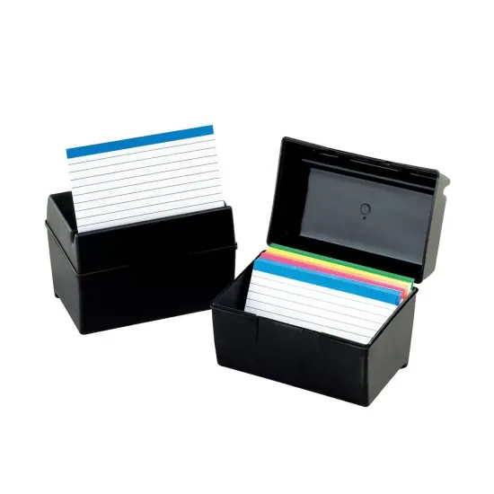 Plastic Index Boxes, 4 x 6, 400 Card Capacity, Black, Pack of 3 {2}