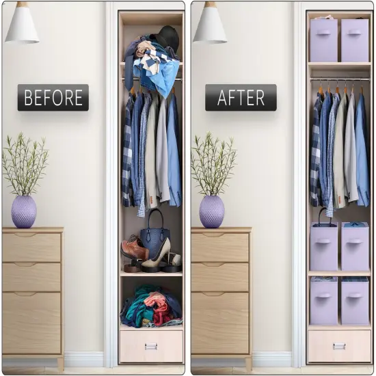 Sorbus 6 Pack 13 Inch Foldable Storage Cubes with Handles- for Organizing Home, Shelves, Nursery, Playroom, Closet and More Pastel Purple {6}