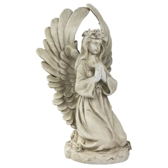 Northlight 15.25" Angel Kneeling in Prayer Outdoor Garden Statue Gray {4}