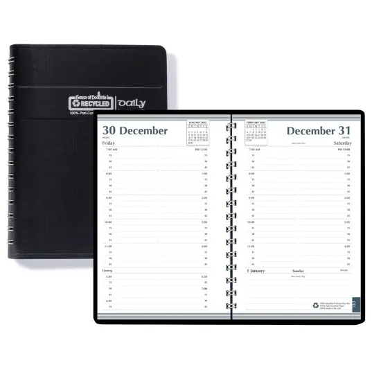 Recycled Daily Calendar Planner Black Cover {1}