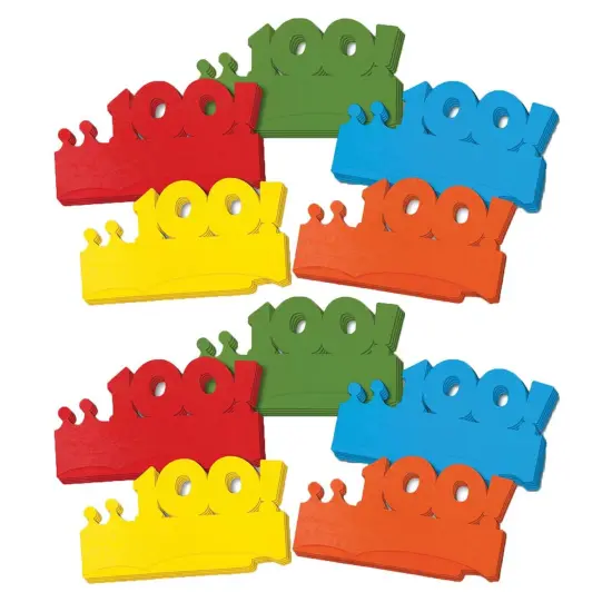 100 Days of School Paper Crowns, 4.5" x 24.75", 25 Per Pack, 2 Packs {1}