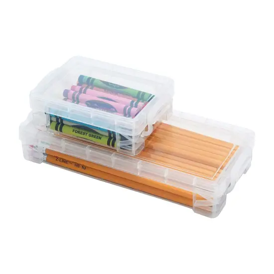 Pack of 8 - Pencil Box, Holds: 50+ pencils, 25+ pens, 20+ markers or 64 crayons, Measures 3.75" x 8.375"L x 1.625"H {2}