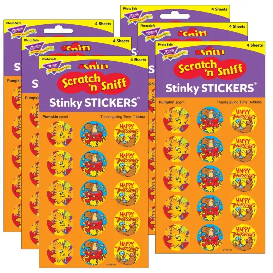 Thanksgiving Time/Pumpkin Stinky Stickers&reg;, 60 Per Pack, 6 Packs {1}