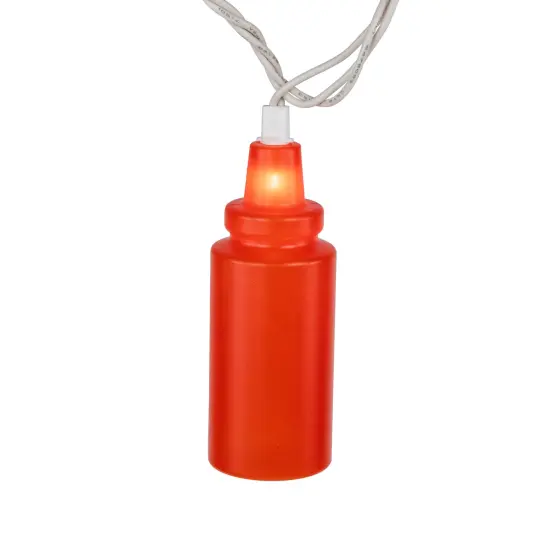 Northlight Ketchup and Mustard Squeeze Bottles Patio Light Set - 6' White Wire - 10ct Red {6}