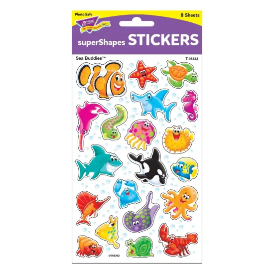Sea Buddies&trade; superShapes Stickers-Large, 160 Per Pack, 6 Packs {4}