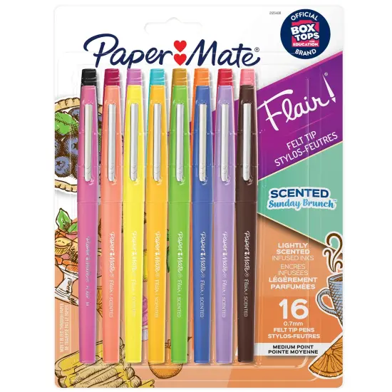 Flair Scented Felt Tip Pens, Assorted Sunday Brunch Scents and Colors, 0.7mm, 16 Count {1}