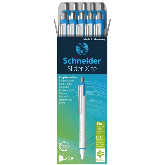 Slider Xite XB Refillable + Retractable Ballpoint Pen, 1.4 mm, Green Ink, Box of 10 Pens {1}