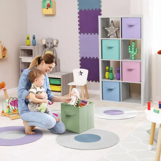 Sorbus 6 Pack 11 Inch Foldable Storage Cubes with Handles- for Organizing Home, Shelves, Nursery, Playroom, Closet and More Multi Pastel {3}