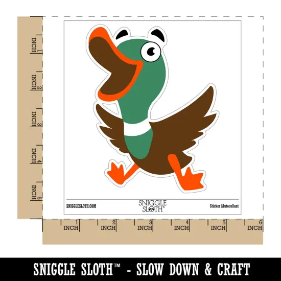 Excited and Happy Mallard Duck Cartoon Waterproof Vinyl Phone Tablet Laptop Water Bottle Sticker Set - 5 Pack {1}