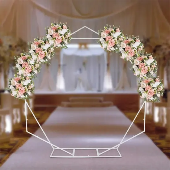 White Metal Geometric Wedding Arch Backdrop Stand {2}