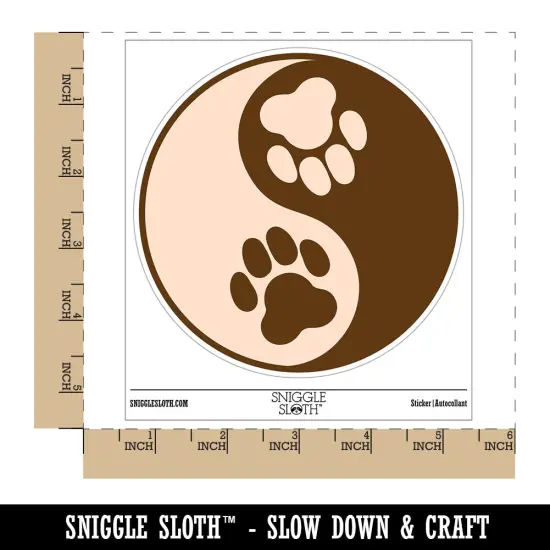 Paw Prints Yin Yang Cat Dog Waterproof Vinyl Phone Tablet Laptop Water Bottle Sticker Set - 5 Pack {1}