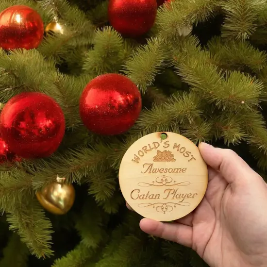 Worlds most Awesome Catan Player - Ornament - Raw Wood {6}