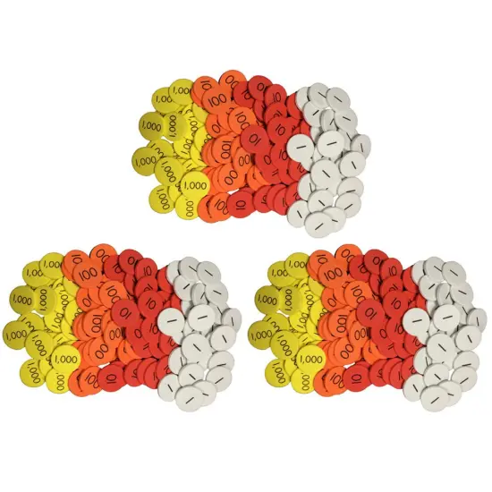 4-Value Whole Numbers Place Value Discs, 100 Per Set, 3 Sets {1}