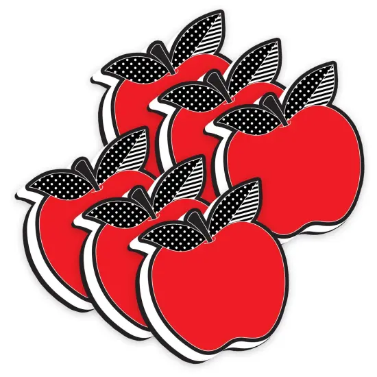 Magnetic Whiteboard Eraser, Red Apple with Black and White Leaves, Pack of 6 {1}
