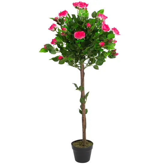 Northlight 47" Potted Green and Pink Artificial Rose Tree {3}